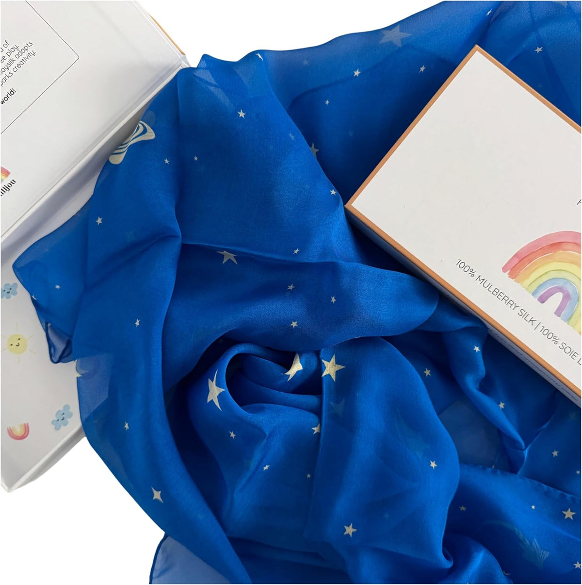 Play Silk - Versatile Natural Silk Cloth for Creative Play, Dancing & Fancy Dress, Educational Activities According to Montessori Waldorf, 90 x 90 cm, Starry Sky