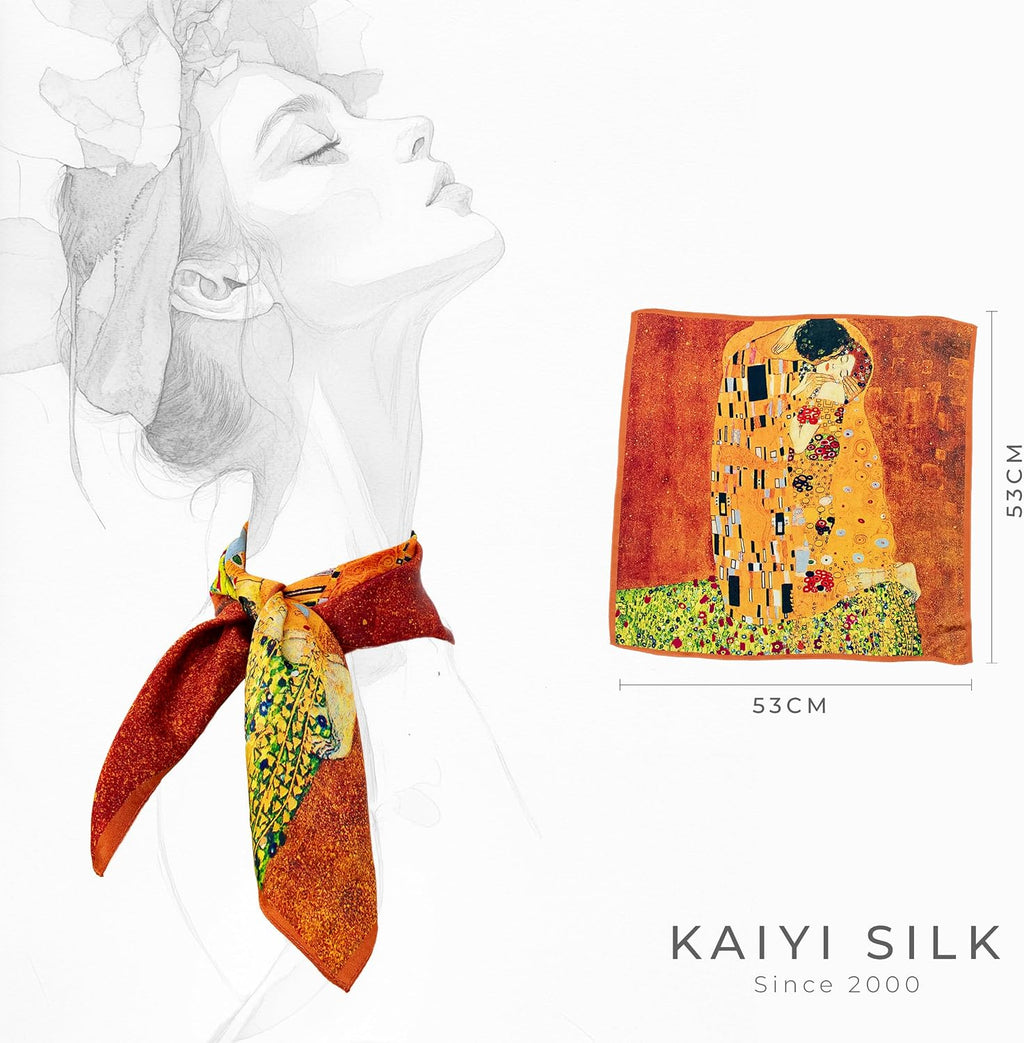 KY Stories 53x53CM 100% Pure Mulberry Silk Scarf for Women